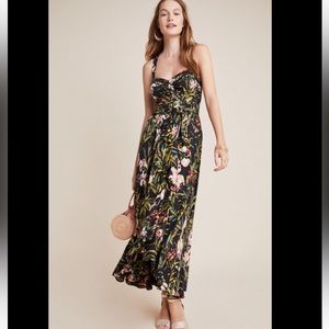 Anthropologie Maeve black tropical Gabriela maxi dress
